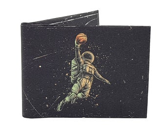 Basketball Geldbörse | Astronaut Slim Geldbörse | Brieftasche aus Papier mit Basketball Spieler | Geschenkideen für Basketball | Tyvek Geldbörse | Korb Poster |