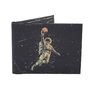 Basketball-Geldbörse | Astronaut Slim Portemonnaie | Papiergeldbörse mit Basketballspieler | Geschenkideen für Basketball | Tyvek-Geldbörse | Korbplakat |