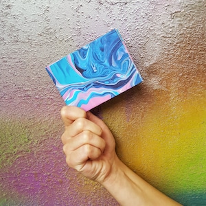Carteira de papel, carteira fina, arte de pintura liquefeita, presente para ela, ótimo presente, presente para mulheres, carteira colorida, carteira abstrata