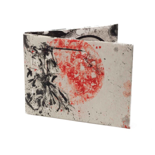 Diseño de arte de billetera de papel, billetera delgada, regalo para él, arte de acuarela de guerrero japonés, arte Samurai, regalo para novio, ideas de regalo
