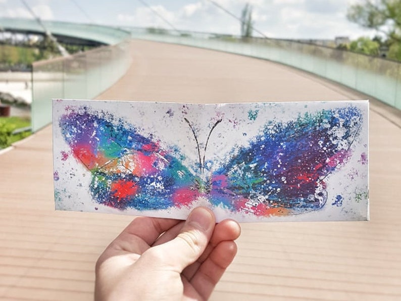 Paper Wallet Art Butterfly Watercolor Artwork Gift ideas Slim wallet Gift for her Butterfly artwork