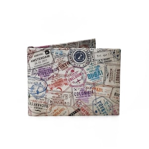 Carimbos de passaporte Slim Wallet | Carteira de papel | Carteira legal | Ideias para presentes | Presente para ele | Presente para ela | Carteira feita à mão | Carteira de viagem
