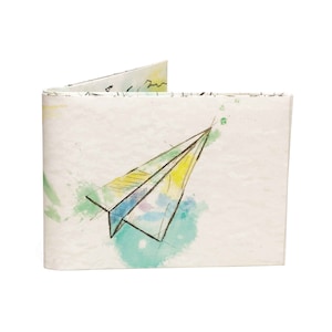 Portafoglio di carta Art Design, Portafoglio sottile, Regalo per le donne, Opere d'arte ad acquerello con aeroplano di carta, Regalo per lui, Idee regalo, Regalo per lei