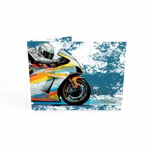 Carteira Moto GP Tyvek, Carteira de papel artesanal com motocicleta, Carteira fina dobrável, Carteira ecológica, Carteira casual unissex