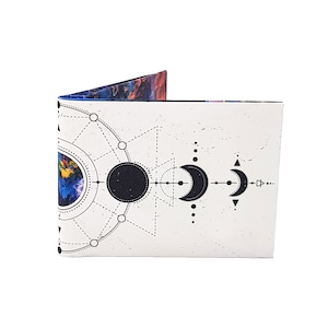 Fases Moon Slim Wallet / Moon Boho Wallet / Regalo para amante de la luna / Ideas de regalo / Tyvek Wallet / Hecho a mano / Small Bifold Wallet