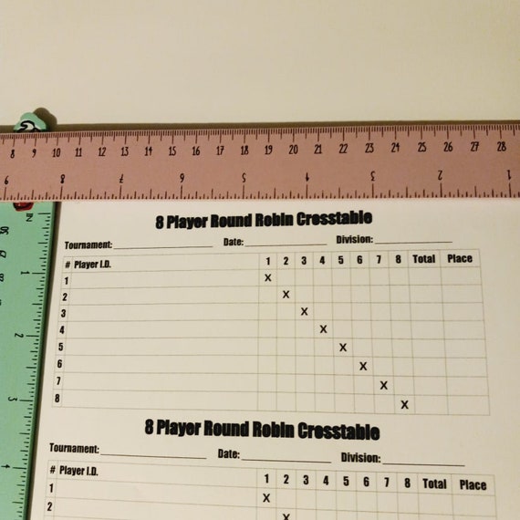 Printable 8 Player Round Robin Tournament Crosstable 8.5x11 3 | Etsy