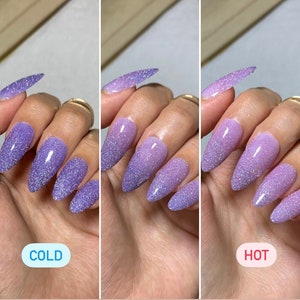 Purple Color Changing Nails Reflective Glitter Super Sparkly Nails Cute Lavender Purple Almond Nail Short Trendy Spring Nail Gift for her h5