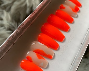 Long Nails Orange Etsy