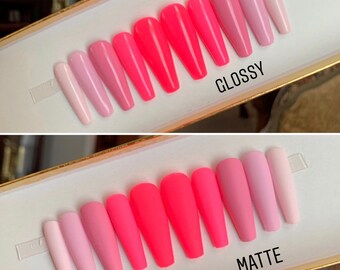 Neon Pink Nails Etsy neon pink nails etsy
