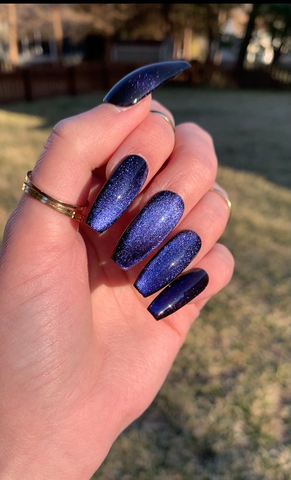 Blue and silver glitter fade acrylic nail tips | Acrylic nail tips, Clear  acrylic nails, Blue and silver nails