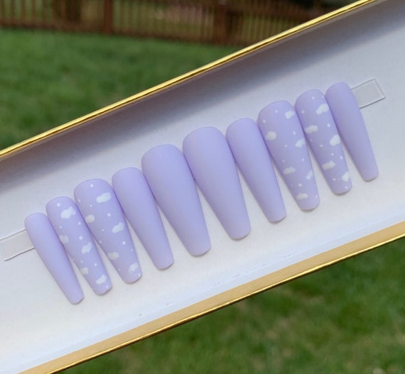 Lilac Lavender Cloud Nails Choose Matte or Glossy Nails - Etsy