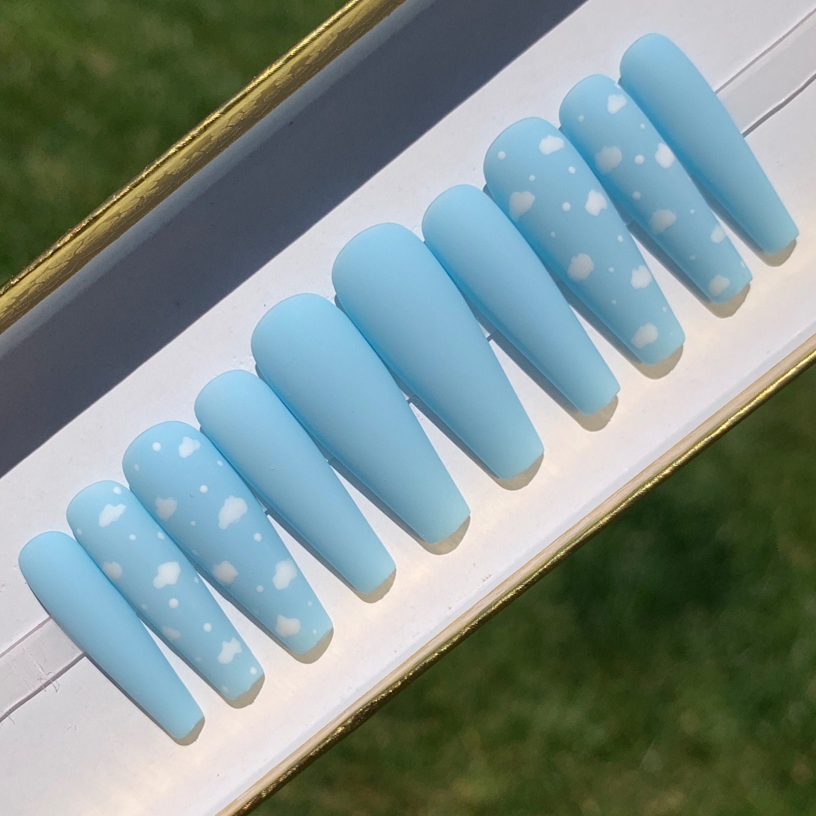 Baby Blue Cloud Nails Choose Matte or Glossy Nails Baby Etsy