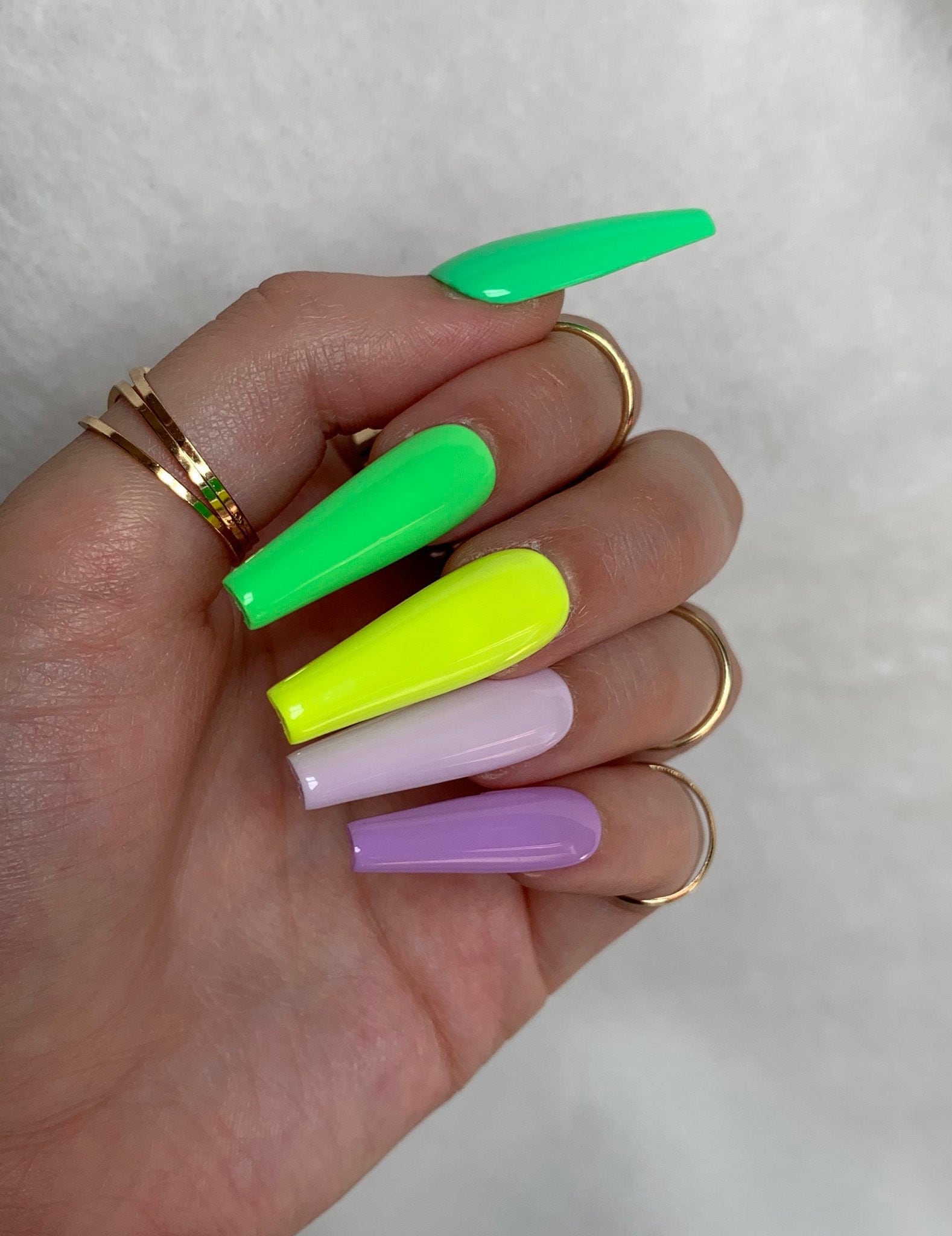 All That Neon Green Yellow Purple Press on Nails Bright - Etsy