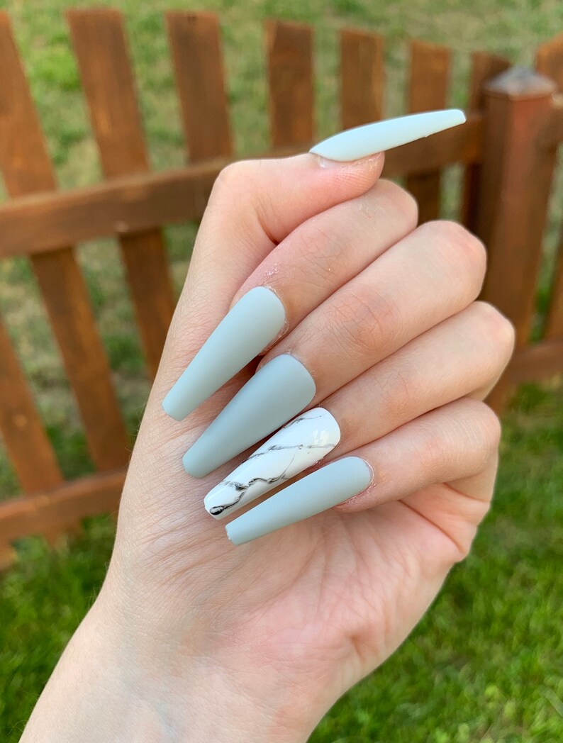Matte Gray Marble Nails Choose Matte or Glossy Nails Gray - Etsy
