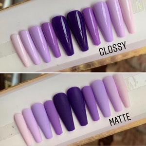 Purple Mood | Gradient Purple Press On Nails | Glossy or Matte Custom nails | Long Coffin oval stiletto Square nails | Dark nails purple