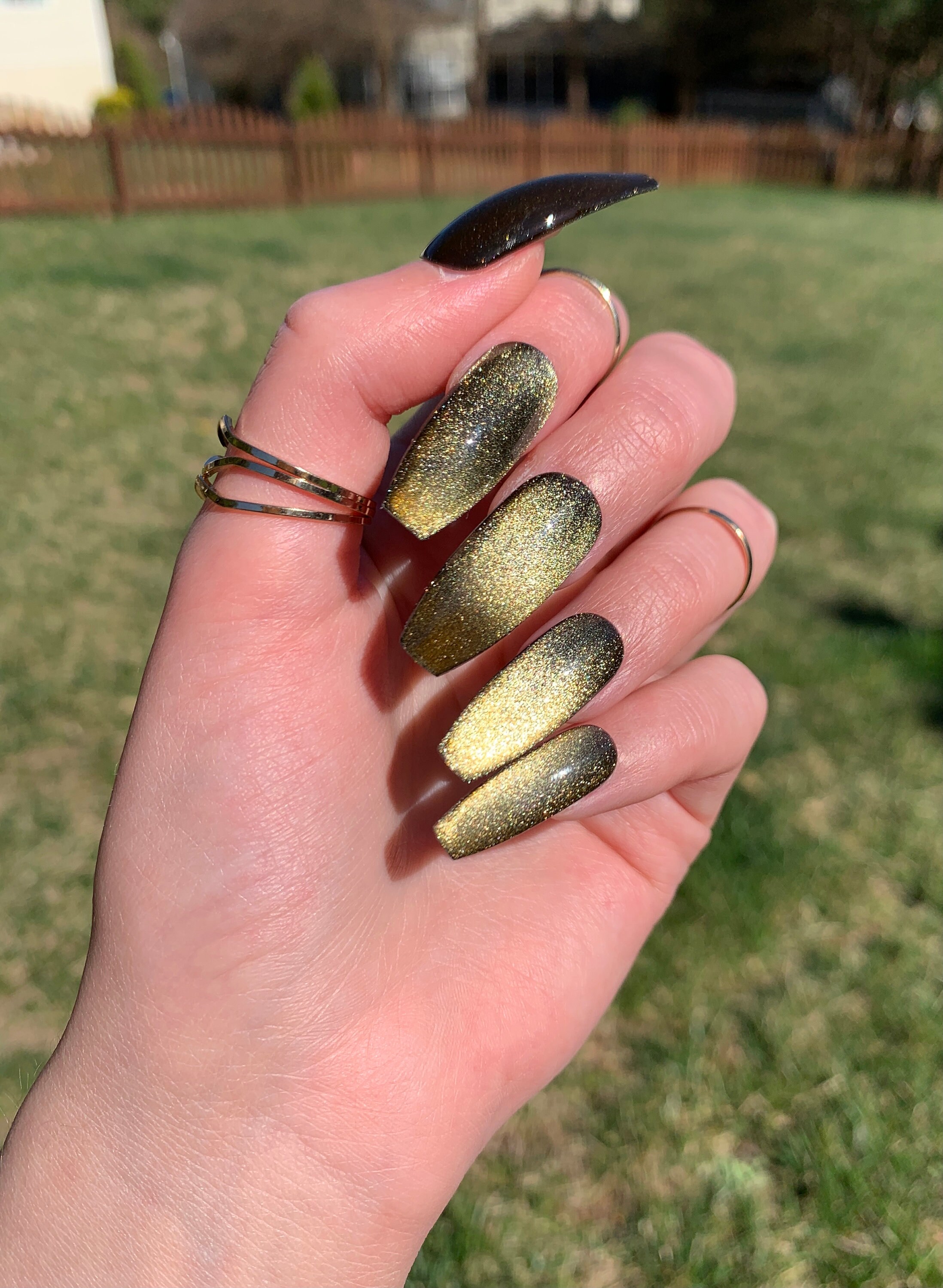 Gold Color Shifting Nails Gold Glitter Press on Nails - Etsy