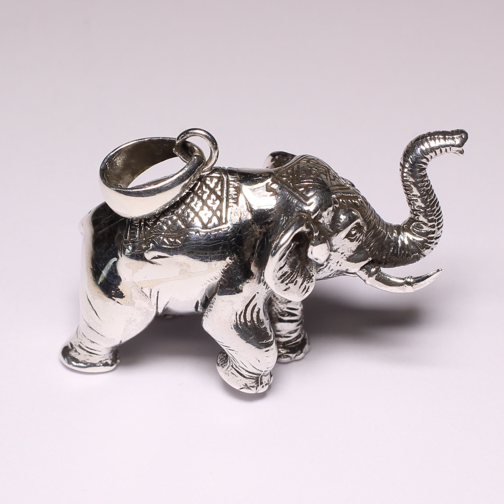 Large & beautiful genuine Sterling Silver Elephant pendant Etsy