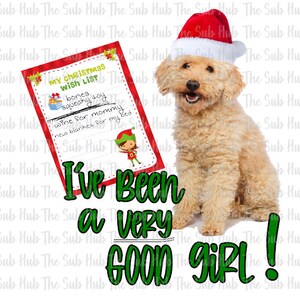 Sehr gutes Mädchen, Maltipoo, Goldene Doodle | Sublimationsdesign | PNG Datei | Digitaler Download | Nikolausmütze, Labradoodle