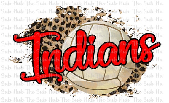 Cheetah, Digital Download Indians Volleyball Leopard Sublimation Design PNG File