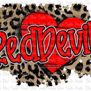 Rode Duivels Hart | Sublimatie Design | PNG-bestand | Digitaal download | Cheetah, Luipaard, Rode Duivels Design