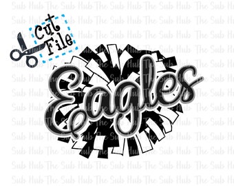 Eagles Cheer SVG / Cricut / Silhouette / EPS / DXF / Png / Cheerleading Pom Poms