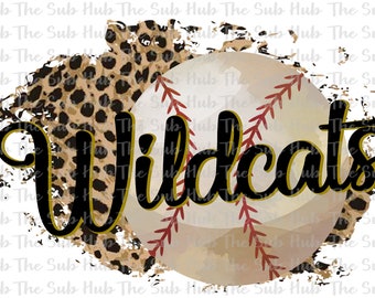 Wildcats Beisebol Preto Ouro | Design de Sublimação | Arquivo PNG | Download digital | Leopardo, chita