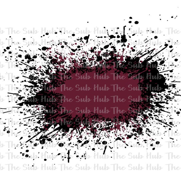 Splash Design, Maroon and Black Background,  Splatter | Sublimation Design | PNG File | Digital Download | Ink Blot