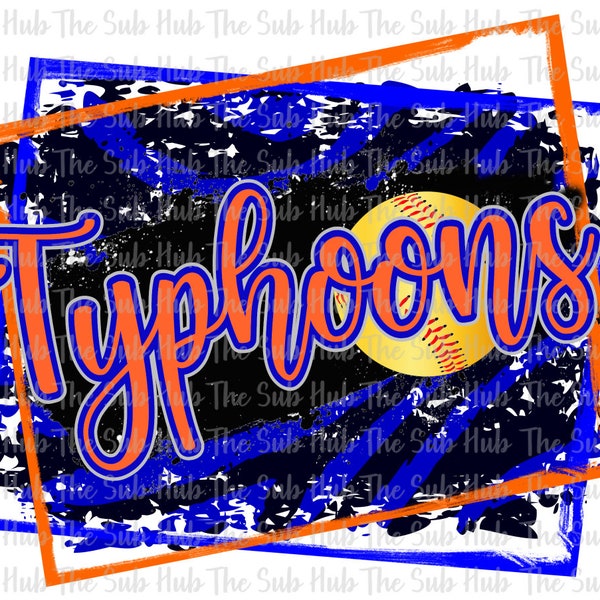 Typhoons Softball | Sublimation Design | PNG File | Digital Download |  Orange, Royal