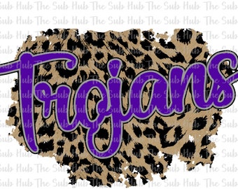Trojans  | Sublimation Design | PNG File | Digital Download | Leopard, Cheetah, Purple