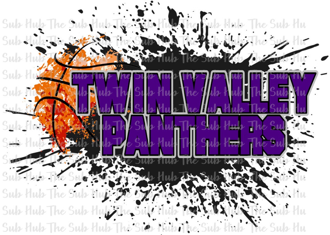Twin Valley Panthers Splatter Sublimation Design PNG File Digital