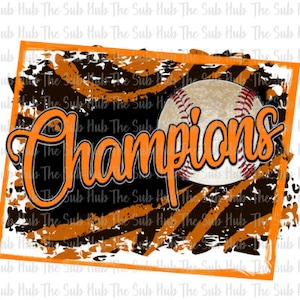 Champions Baseball | Sublimationsdesign | PNG Datei | Digitaler Download | Streifen, Orange
