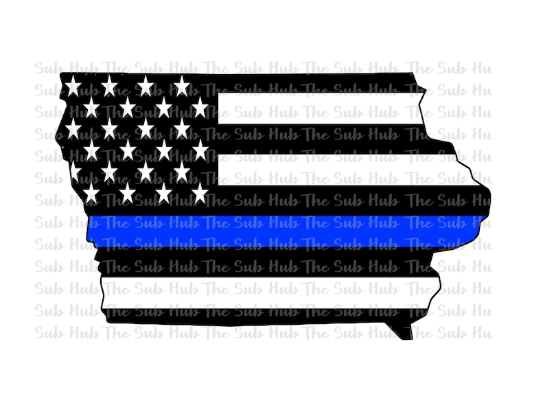 Iowa Thin Blue Line Flag Shirt Design Ready to Press First Responder Sublimation Transfer