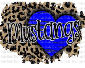 Mustangs Heart | Sublimation Design | PNG File | Digital Download | Leopard, Cheetah, Mustangs Design