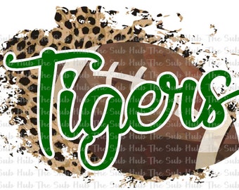 Tigers Football | Sublimation Design | PNG File | Digital Download | green and white