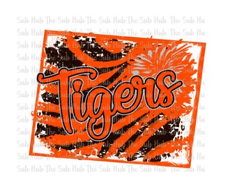 Tigers Cheer / Sublimation Design / Archivo PNG / Descarga Digital / Tiger Stripes, Cheer Design, Cheerleading