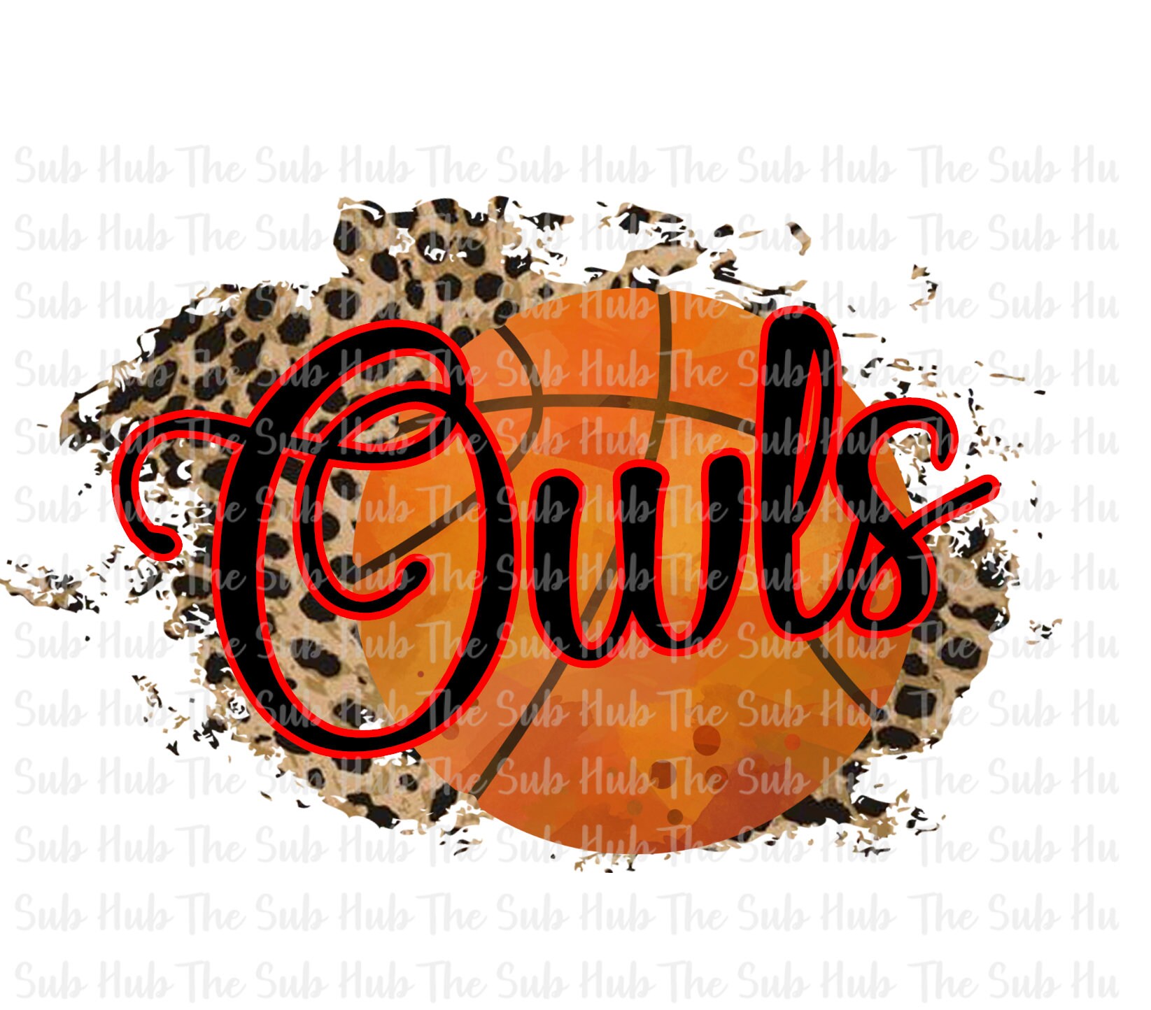 Owls Basketball | Sublimation Design | PNG File | Digital Download | Leopard