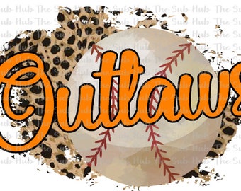 Outlaws Baseball | Sublimation Design | PNG File | Digital Download | Cheetah, Leopard