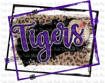 Tigers Baseball Purple | Ready to Press | Sublimation Transfer | Shirt Design | Tiger Baseball, Leopard,