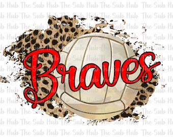 Braves Volleyball | Sublimation Design | PNG File | Digital Download | Cheetah, Leopard,