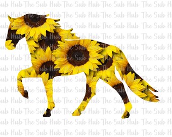 Girassol cavalo de trasfega | Design de Sublimação | Arquivo PNG | Download Digital | Cavalos com Padrões