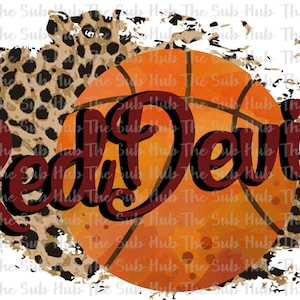 Red Devils Basketball Maroon / Diseño de sublimación / Archivo PNG / Descarga digital / Cheetah, Leopard