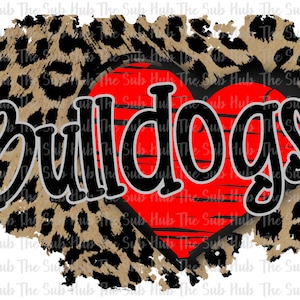 Bulldogs Heart | Ready to Press | Sublimation Transfer | Shirt Design | Leopard, Red
