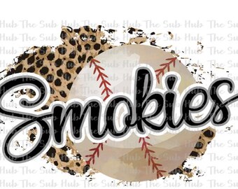 Beisebol dos Smokies | Design para Sublimação | Arquivo PNG | Download Digital | Leopardo, Guepardo