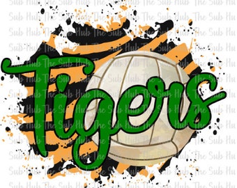 Tigers Volleyball | Sublimation Design | PNG File | Digital Download | Tiger Stripes