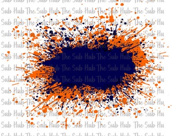 Splash Design, Orange Navy Background,  Splatter | Sublimation Design | PNG File | Digital Download | Ink