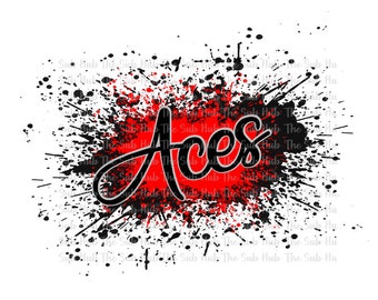 Aces Splatter | Sublimation Design | PNG File | Digital Download | Splash, Aces Design, Red