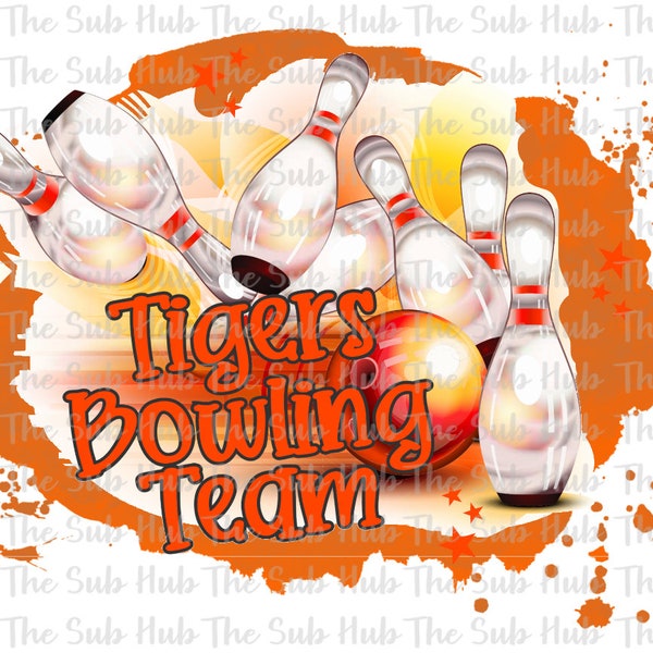 Herrin Tigers Bowling Team | Sublimation Design | PNG File | Digital Download | Bowling, Pins, Tigers