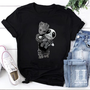 Baby Groot Hugs Jack Skellington Vintage T-Shirt, Guardian Of The Galaxy Shirt, For Groot Lover, I Am Groot Shirt, Funny Groot Shirt