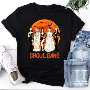 Ghoul Gang Sunset Halloween T-Shirt, Goth Queens Shirt, Morticia Addams Shirt, Halloween Shirt, For Halloween Shirt, Witches Halloween Shirt