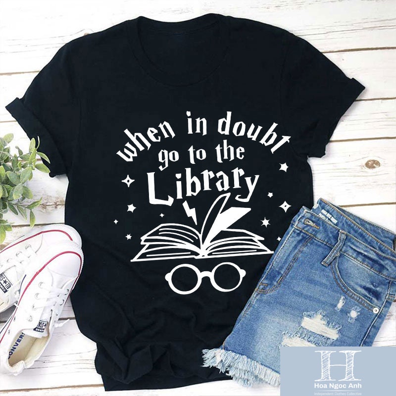 Women's T-Shirts [Out of Print] Hermione Granger / When in doubt, go to the library Tee (Black) (Womens) 15027219_hi?h=630